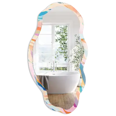 Miroir encadré à impression abstraite de forme irrégulière