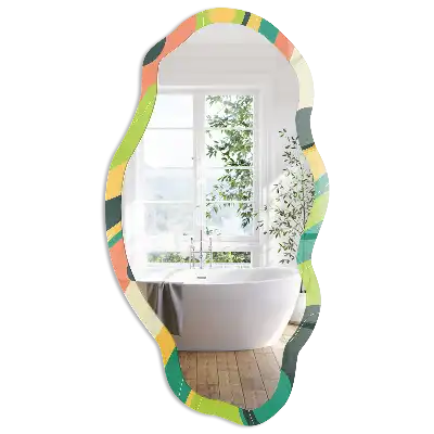 Miroir décoratif irrégulier à impression abstraite colorée