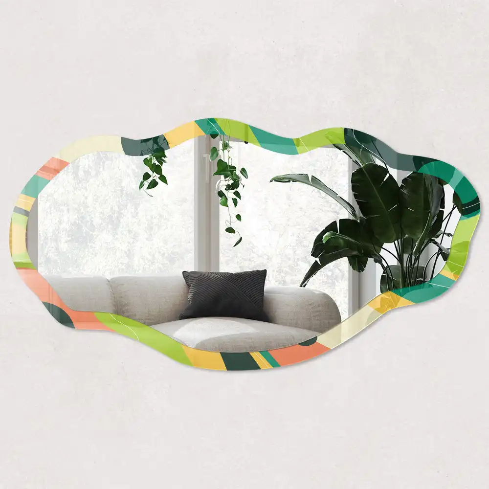 Miroir décoratif irrégulier à impression abstraite colorée