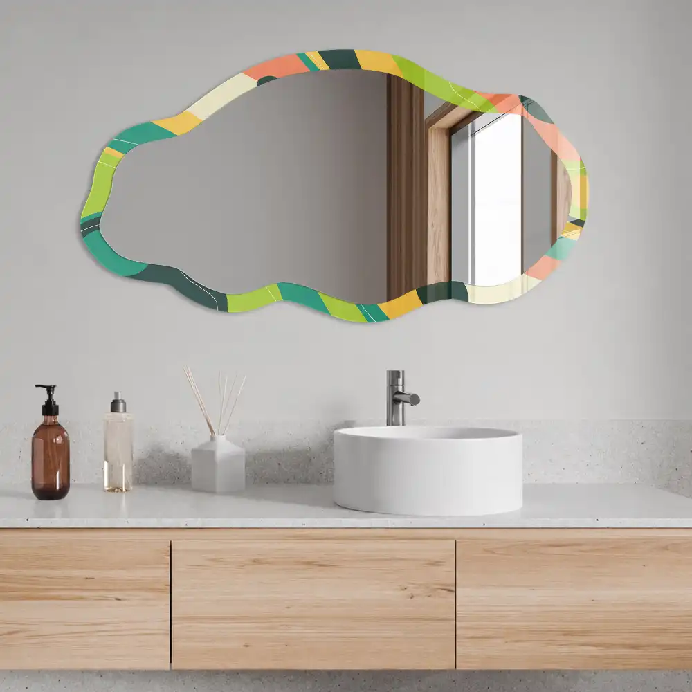 Miroir décoratif irrégulier à impression abstraite colorée