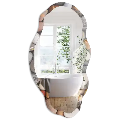 Miroir encadré à impression forme irrégulière pierres naturelles