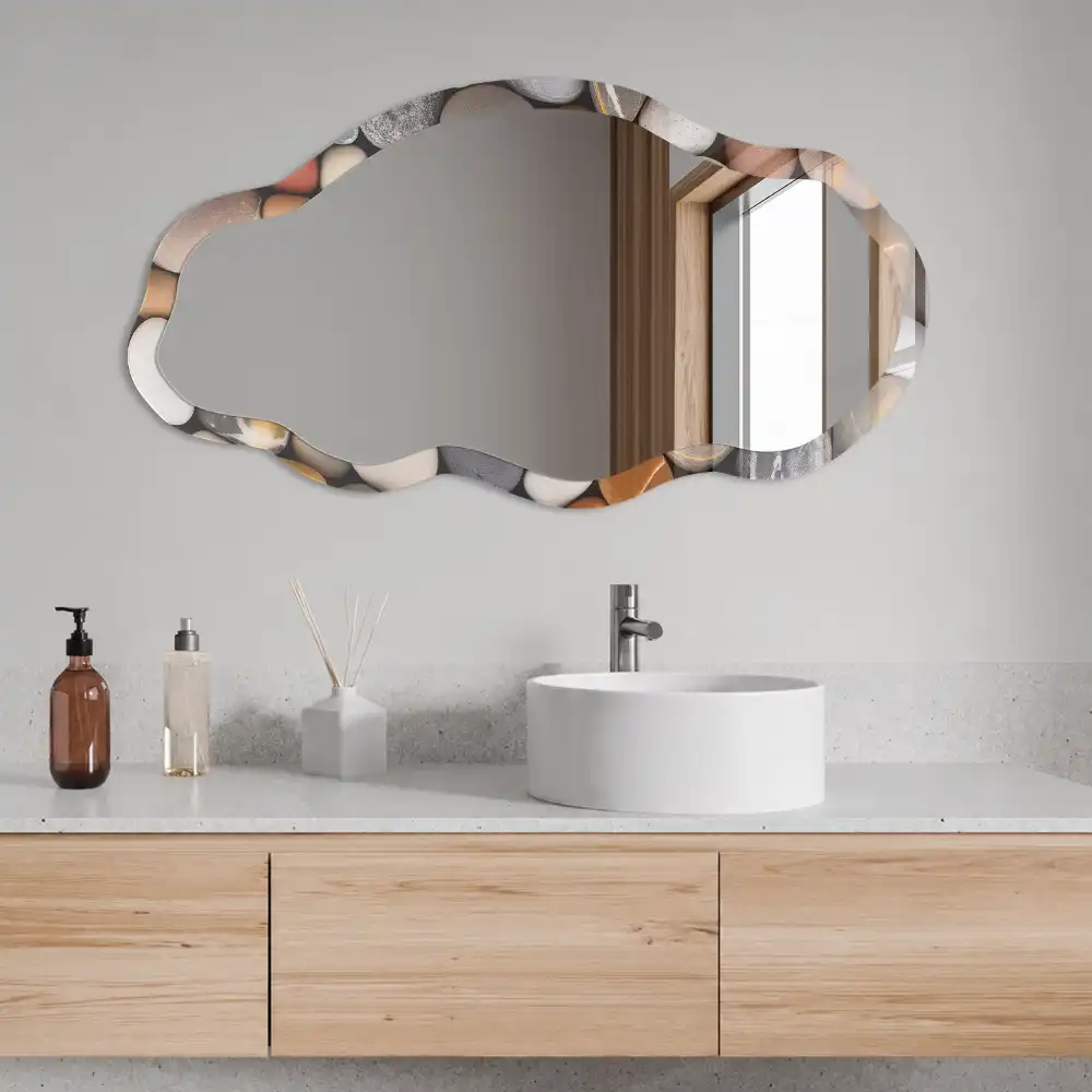 Miroir encadré à impression forme irrégulière pierres naturelles