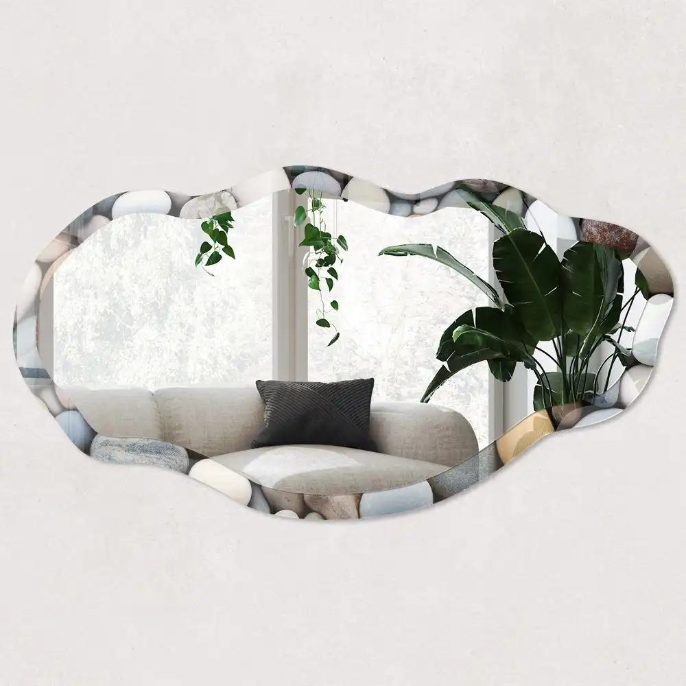 Miroir décoratif irrégulier à motif effet pierre