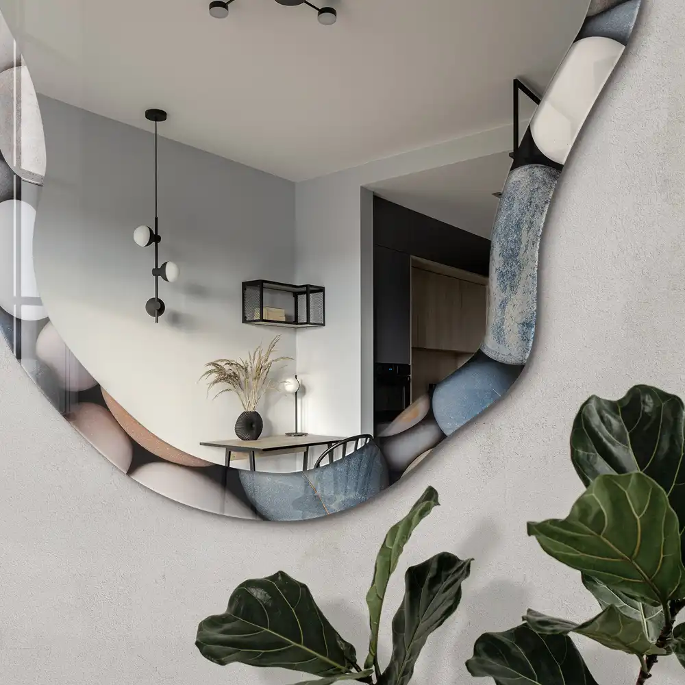 Miroir décoratif irrégulier à motif effet pierre