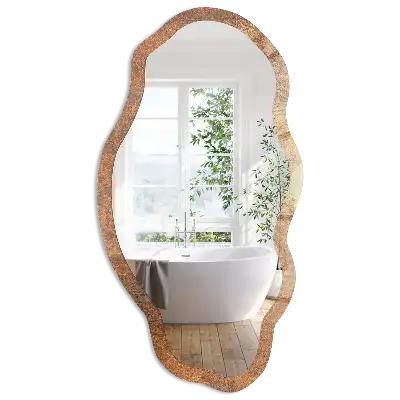 Miroir encadré à impression texture rouillée de forme irrégulière