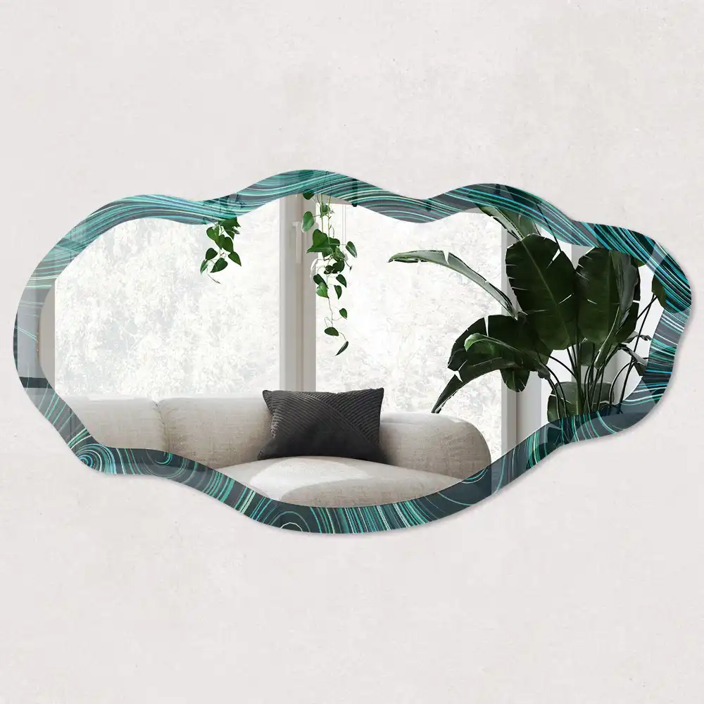 Miroir décoratif irrégulier à motif de vagues hypnotiques