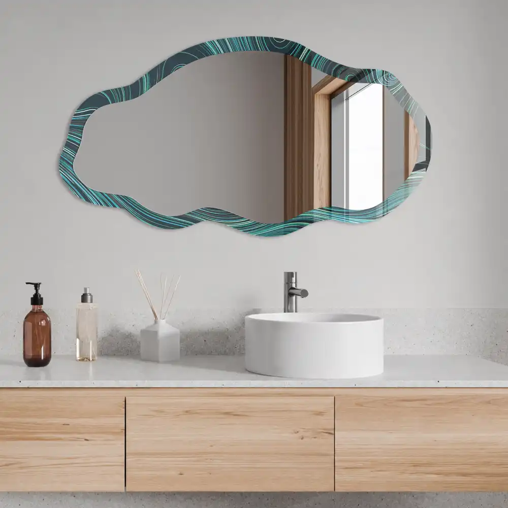 Miroir décoratif irrégulier à motif de vagues hypnotiques