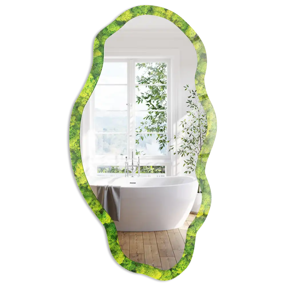 Miroir irrégulier avec impression de mousse verte