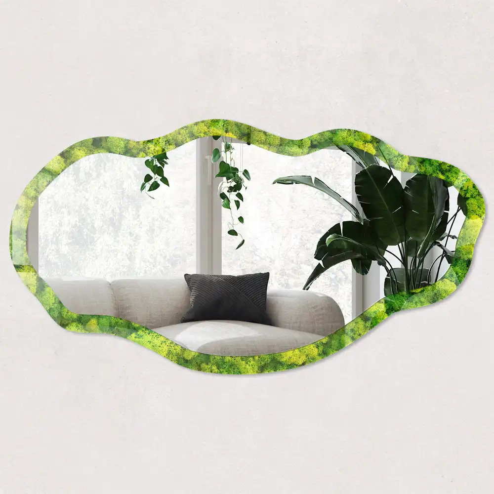 Miroir irrégulier avec impression de mousse verte