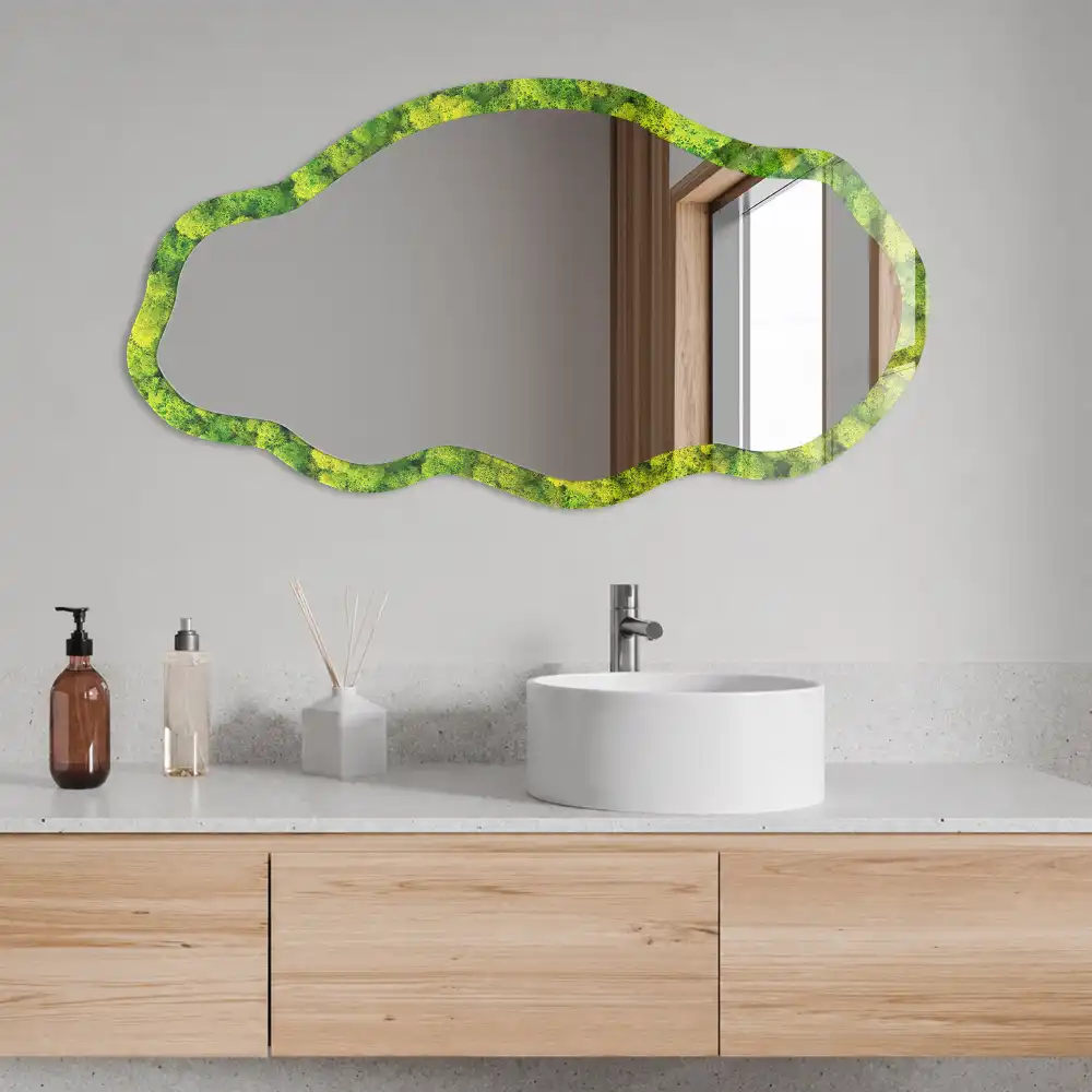 Miroir irrégulier avec impression de mousse verte
