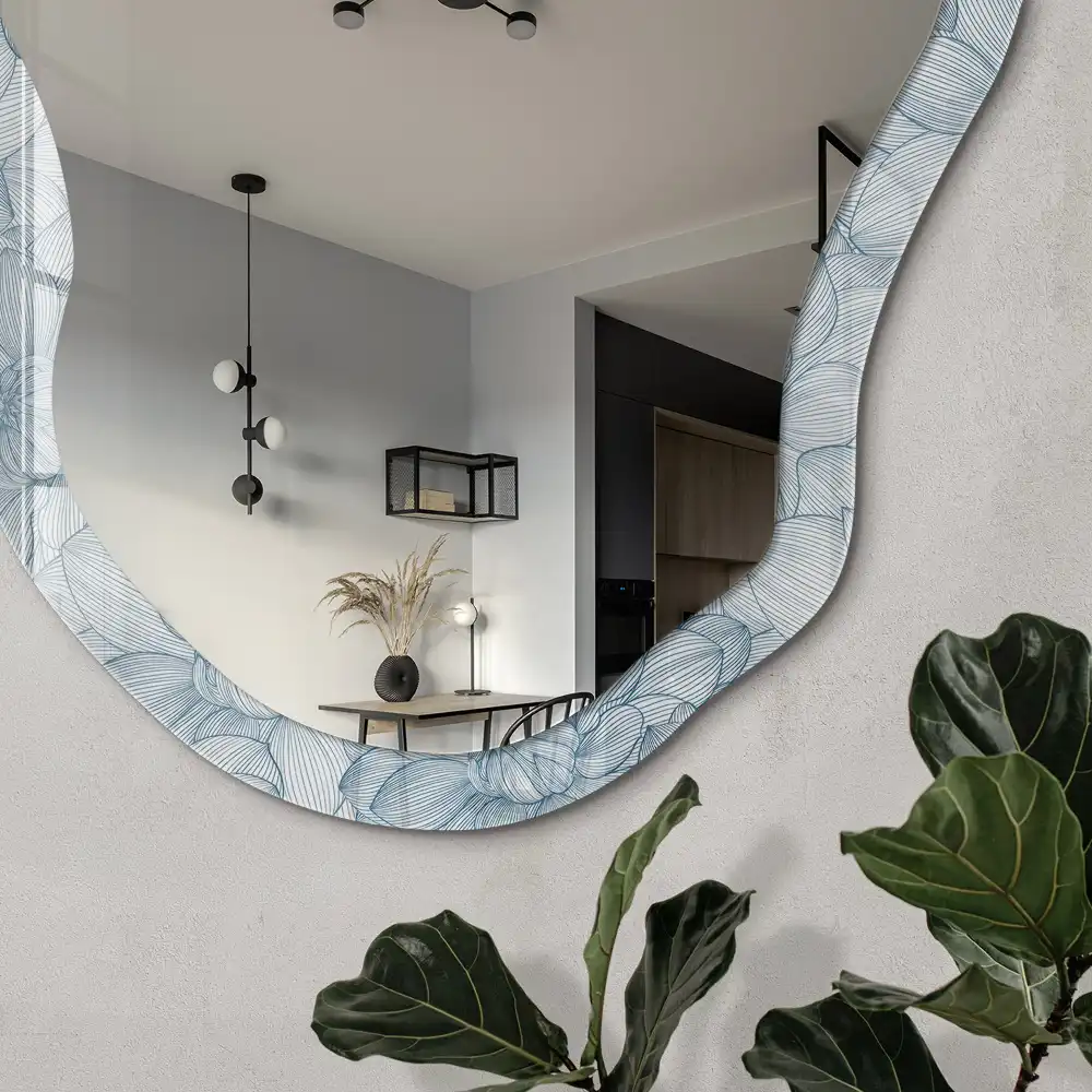 Miroir décoratif irrégulier à motif floral léger