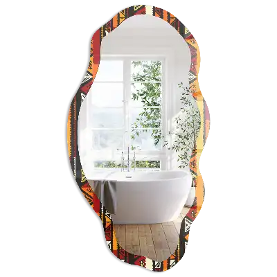Miroir encadré à motif de rayures ethniques de forme irrégulière