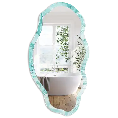 Miroir décoratif irrégulier avec impression marbre turquoise