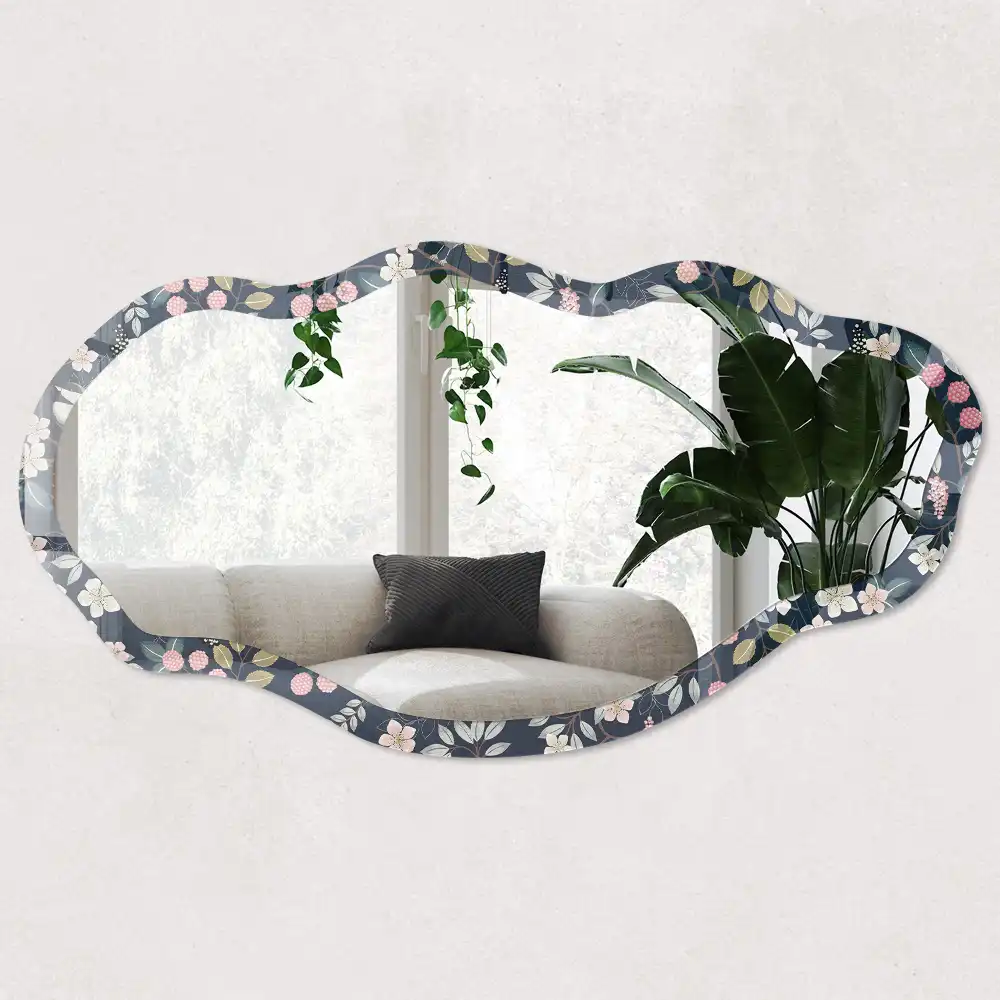 Miroir irrégulier à motif floral