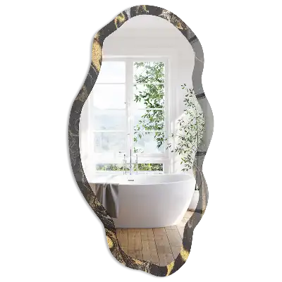 Miroir encadré avec impression tourbillon de marbre forme irrégulière