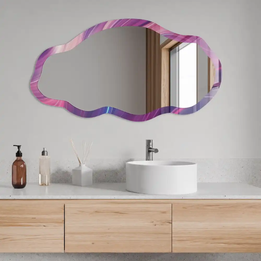 Miroir irrégulier à motif de lignes énergétiques