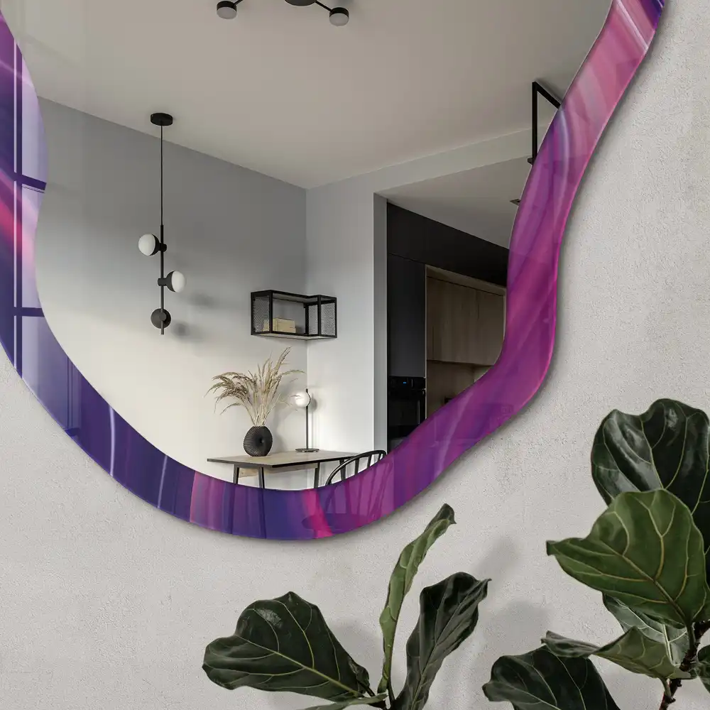 Miroir irrégulier à motif de lignes énergétiques