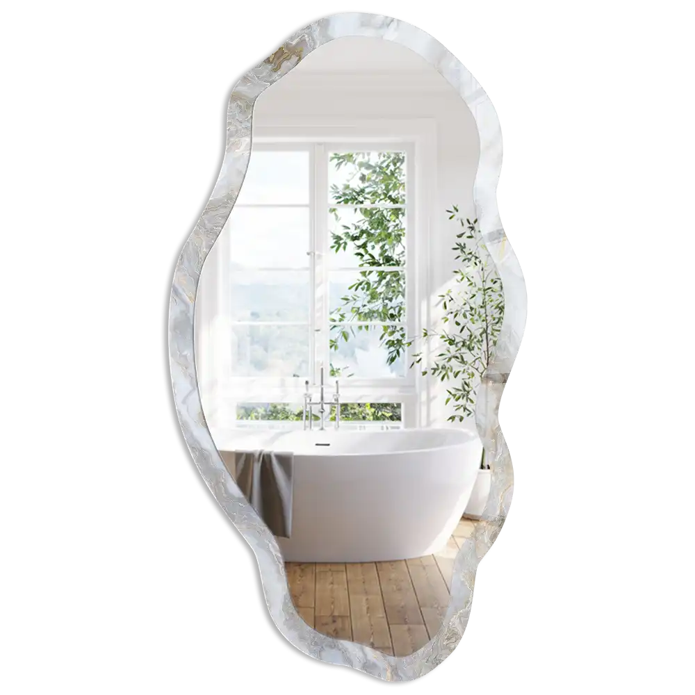 Miroir décoratif irrégulier motif marbre