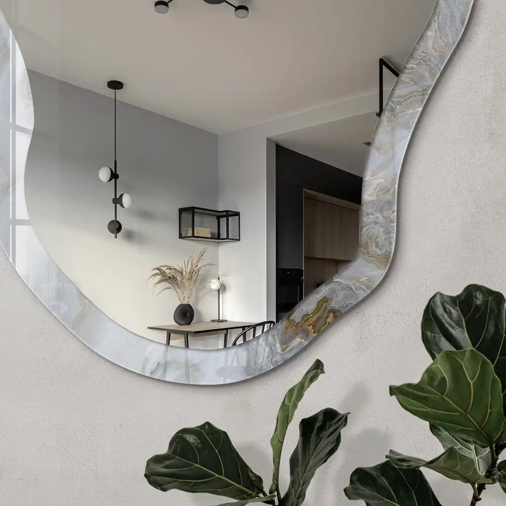 Miroir décoratif irrégulier motif marbre
