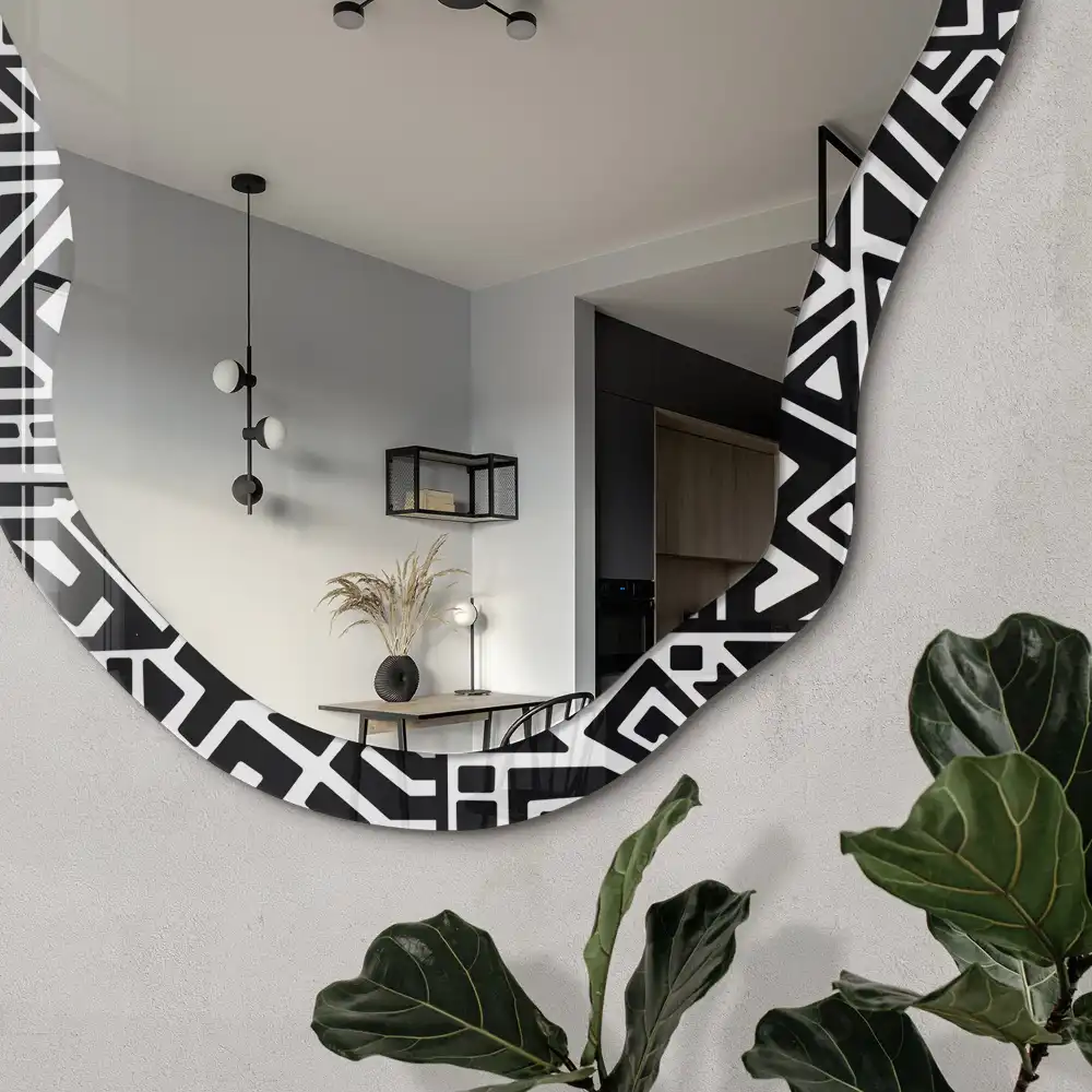 Miroir irrégulier à motif mosaïque moderniste