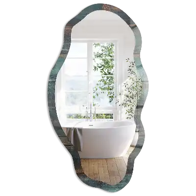 Miroir irrégulier avec impression effet bois peint