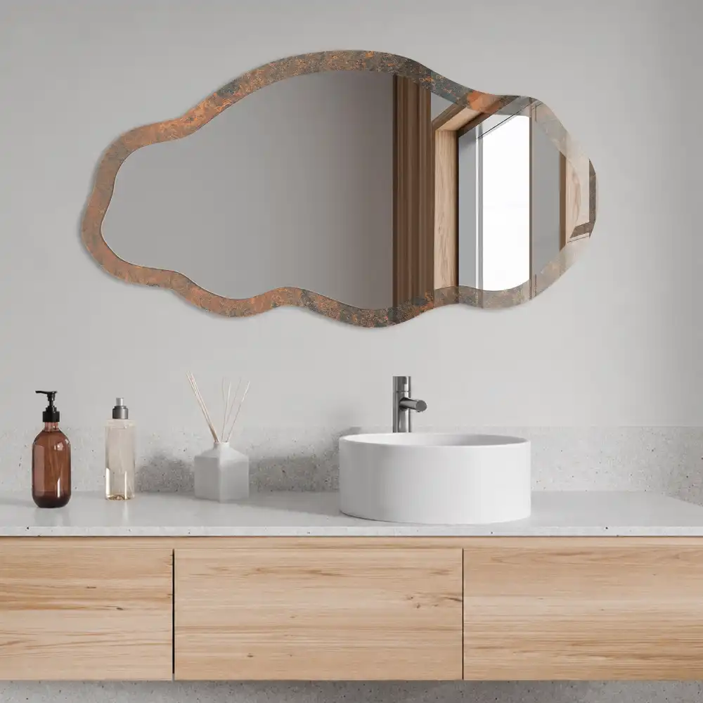 Miroir encadré à impression irrégulière effet terre cuite