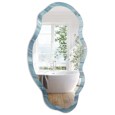 Miroir décoratif irrégulier à impression abstraite bleue