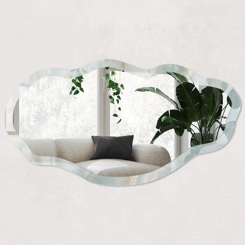 Miroir irrégulier à motif onyx bleu clair