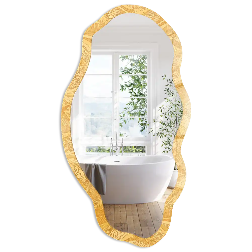 Miroir irrégulier à motif de feuilles tropicales