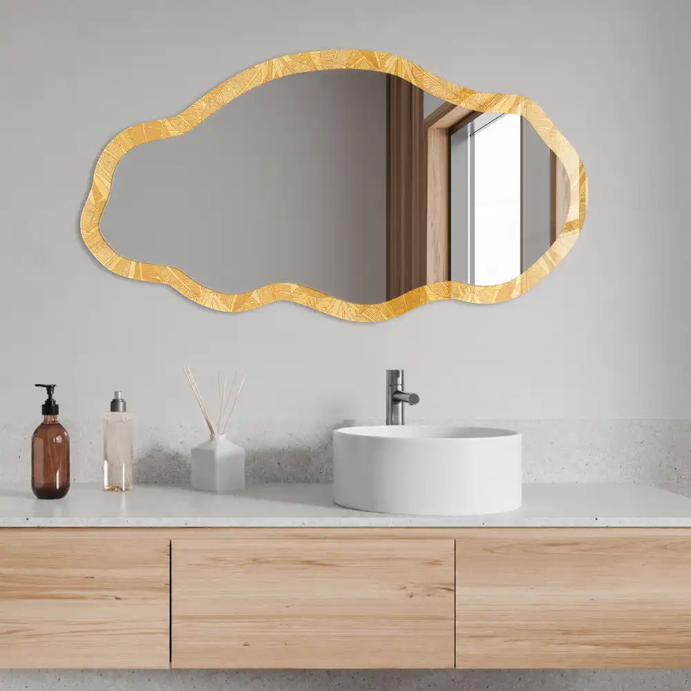 Miroir irrégulier à motif de feuilles tropicales