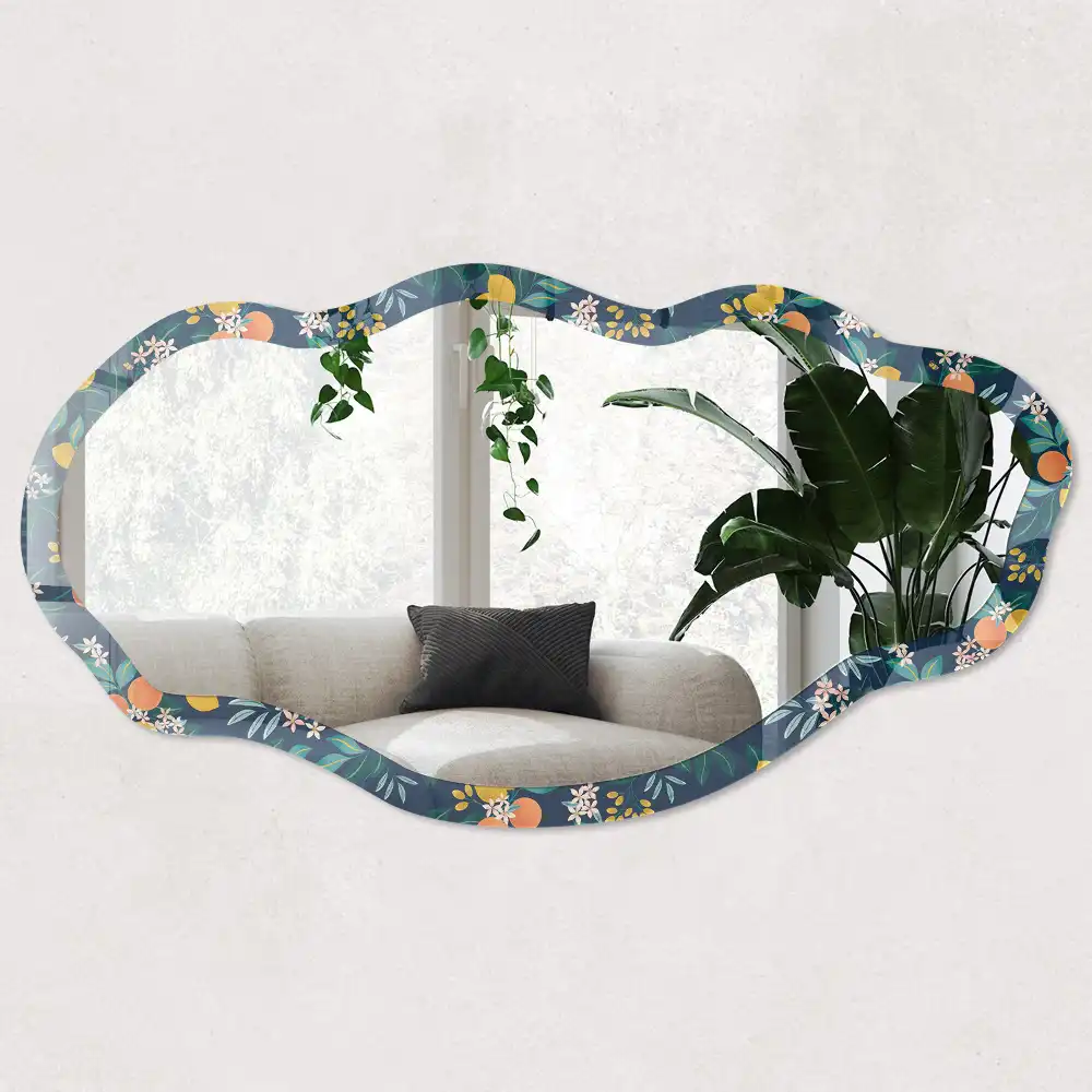Miroir décoratif irrégulier à motif de feuilles d'oranger