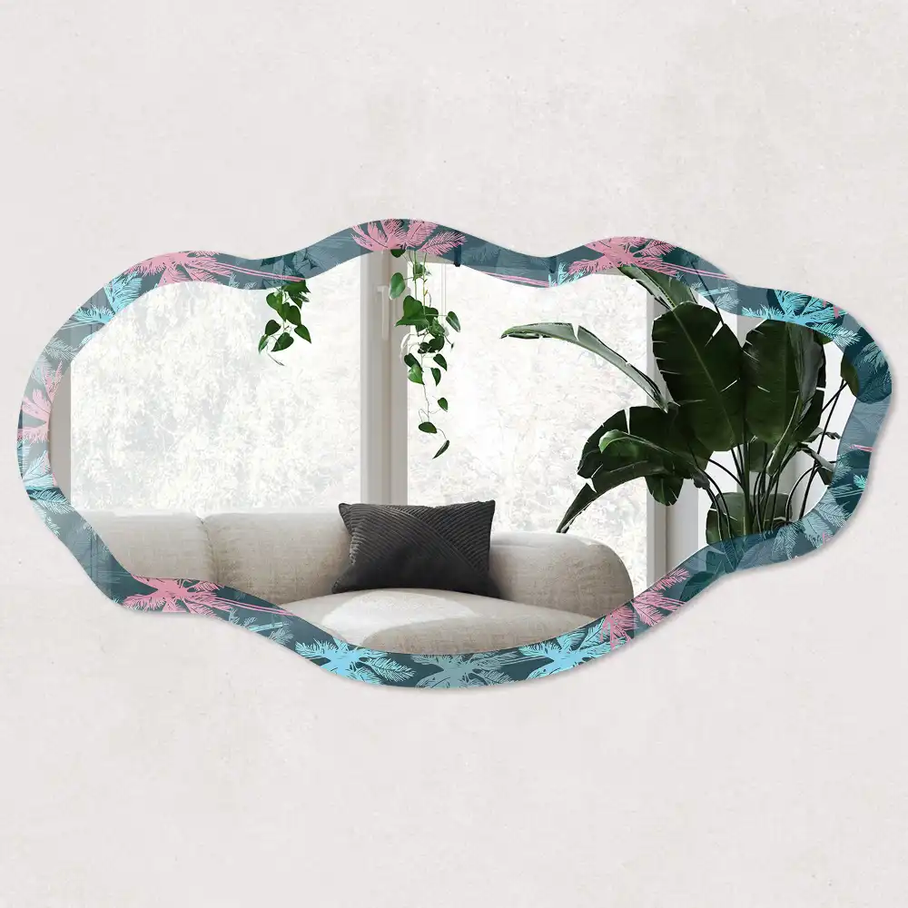Miroir irrégulier à motif de palmiers tropicaux