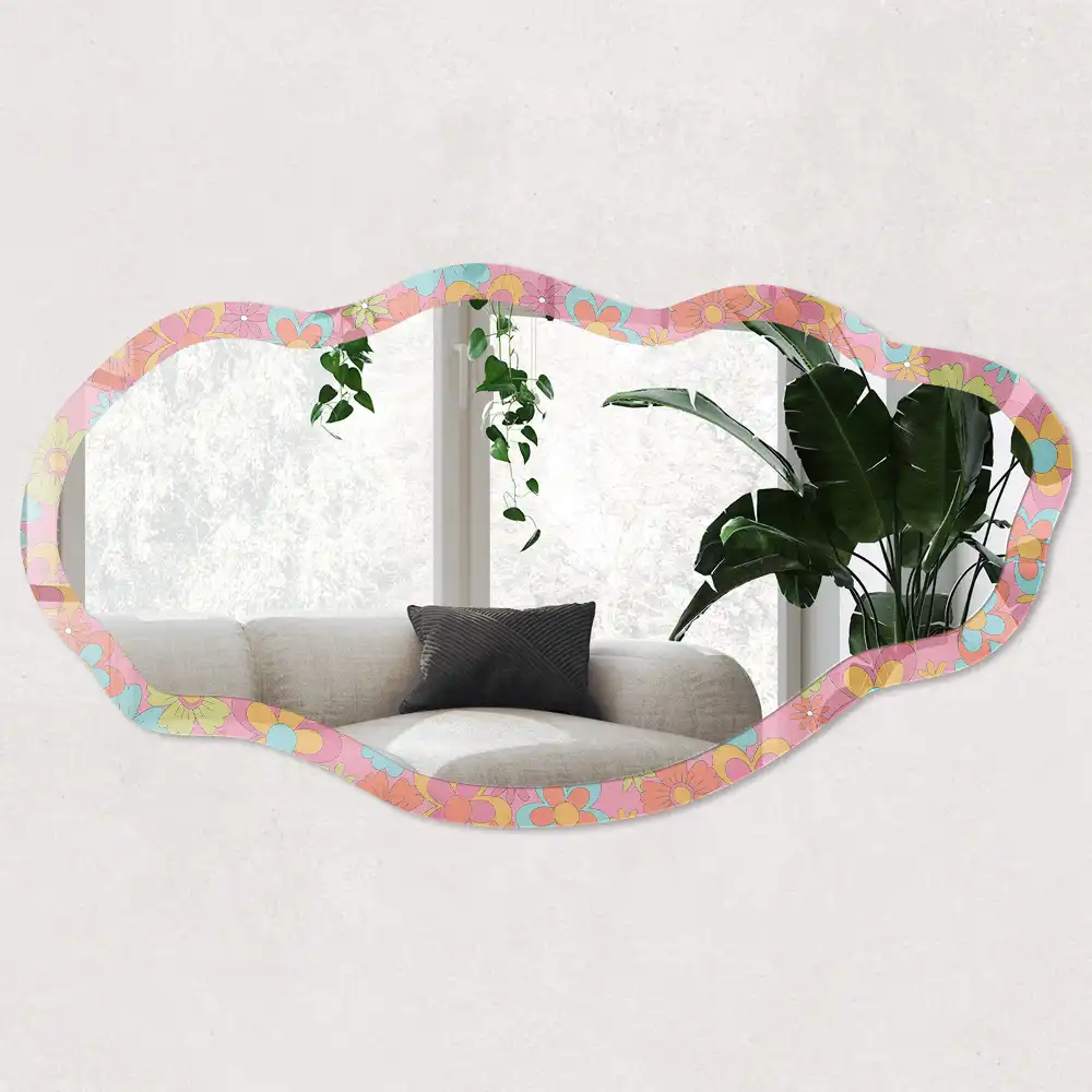 Miroir décoratif irrégulier à motifs floraux
