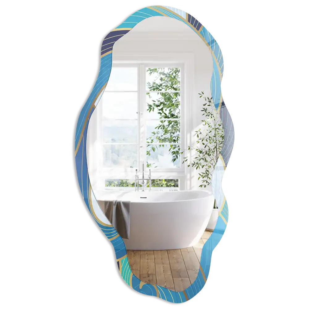 Miroir irrégulier avec impression vagues marines