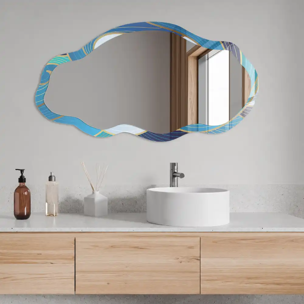 Miroir irrégulier avec impression vagues marines