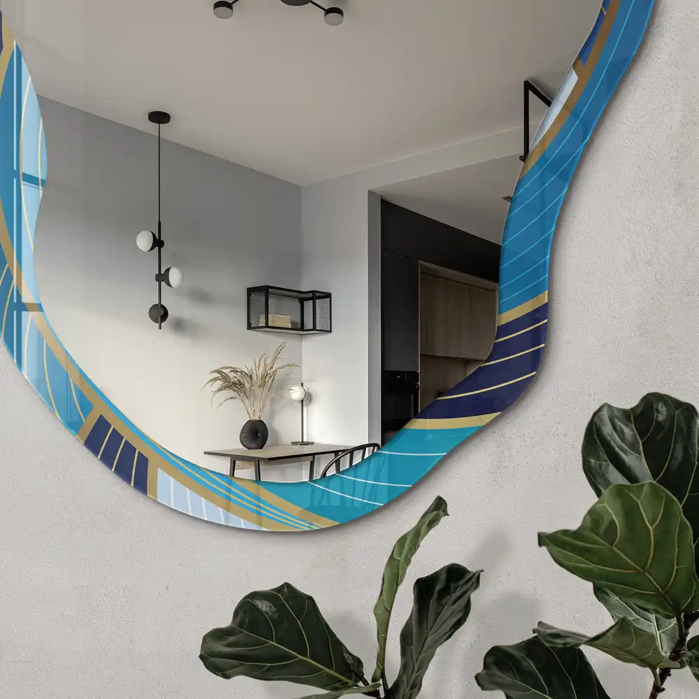 Miroir irrégulier avec impression vagues marines