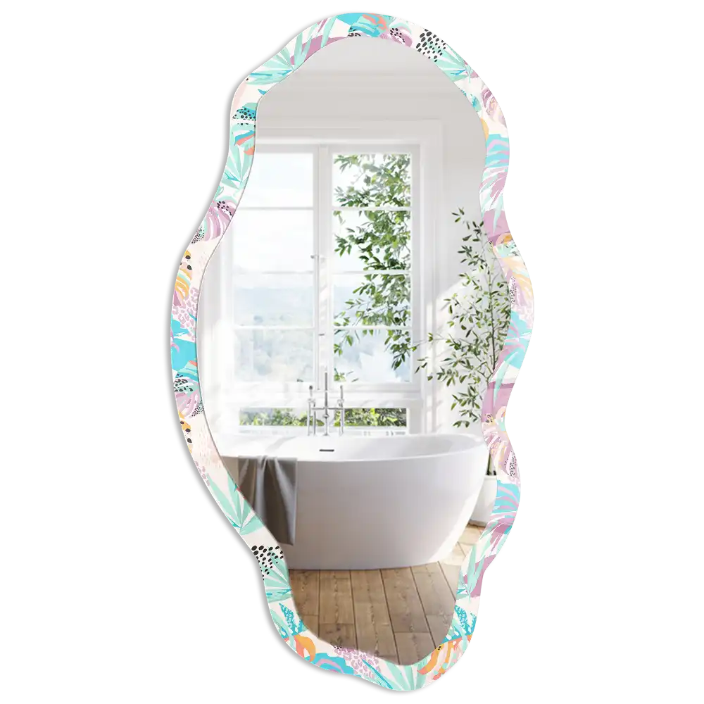 Miroir irrégulier à motif tropical