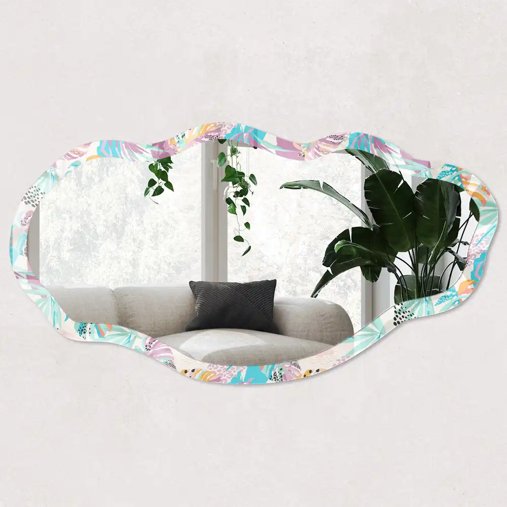 Miroir irrégulier à motif tropical