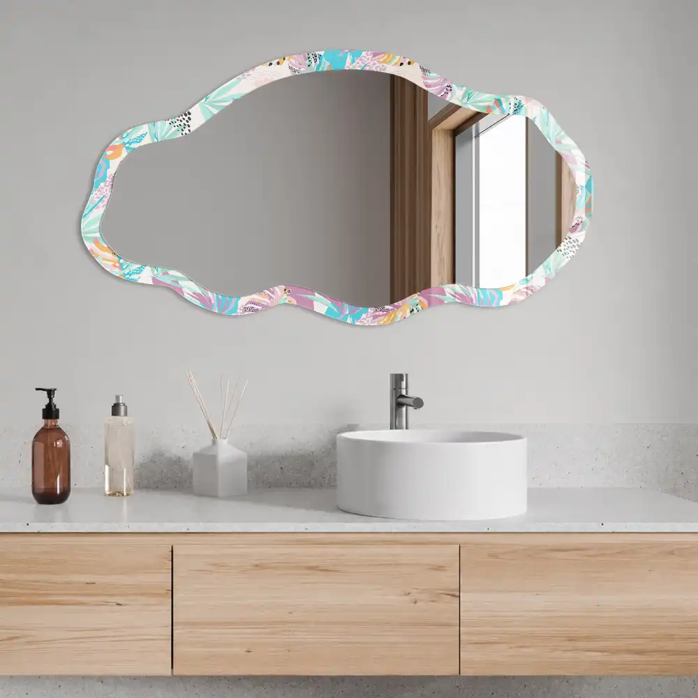 Miroir irrégulier à motif tropical