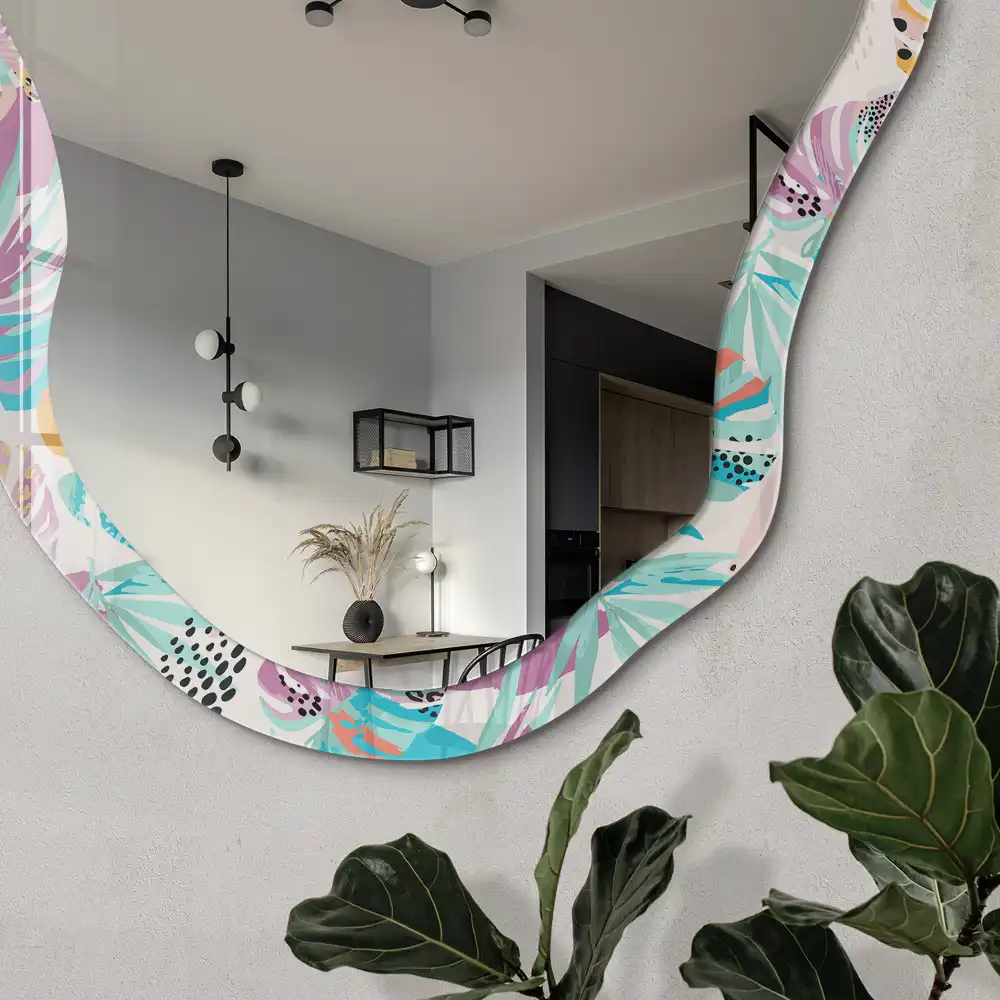 Miroir irrégulier à motif tropical