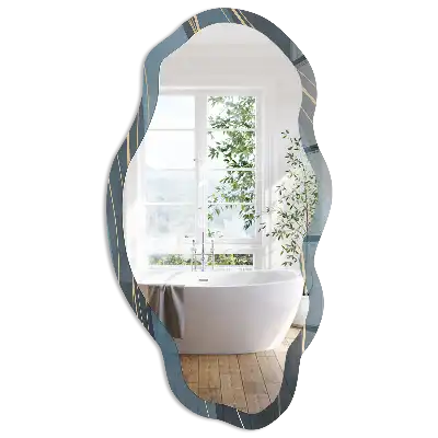 Miroir encadré à impression avec formes ondulantes irrégulières