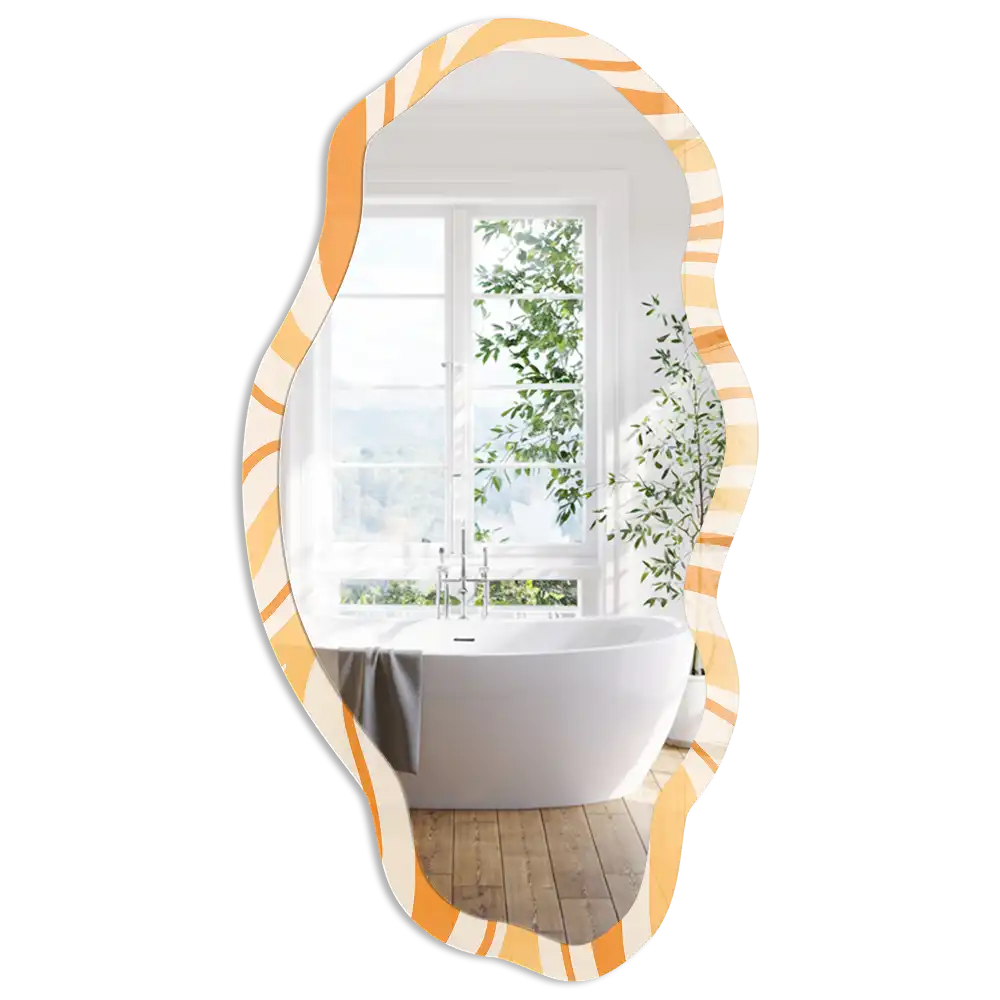 Miroir irrégulier à impression vagues orange