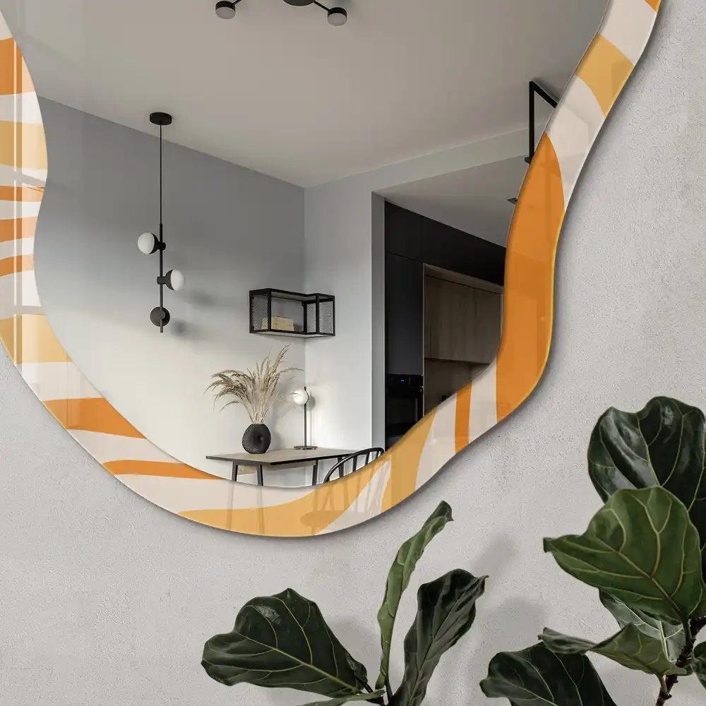 Miroir irrégulier à impression vagues orange