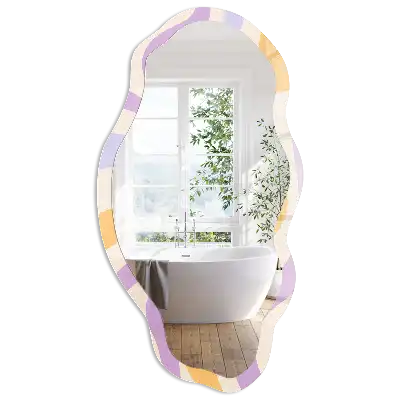 Miroir encadré à motif ondulé de forme irrégulière