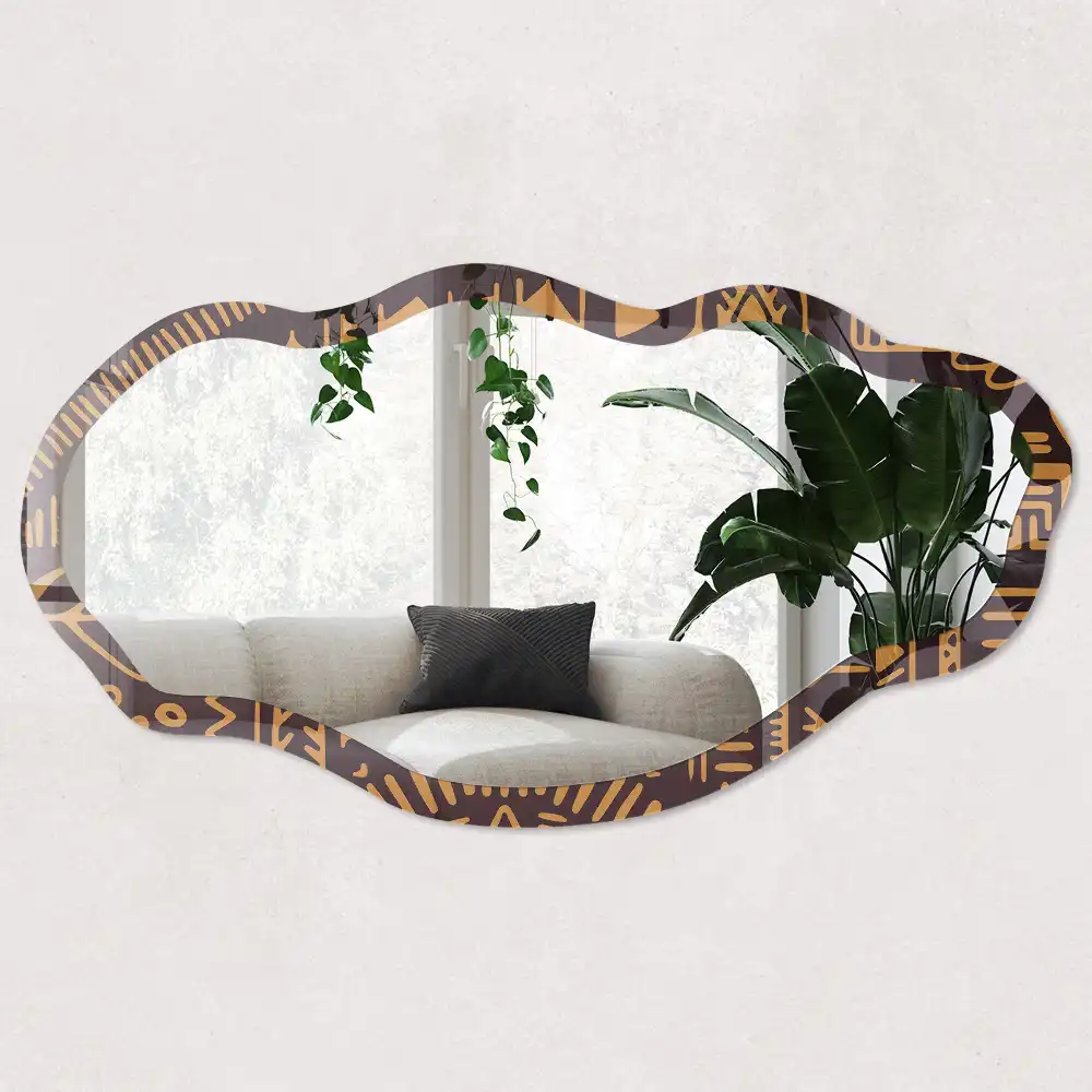 Miroir décoratif irrégulier à motif ethnique imprimé