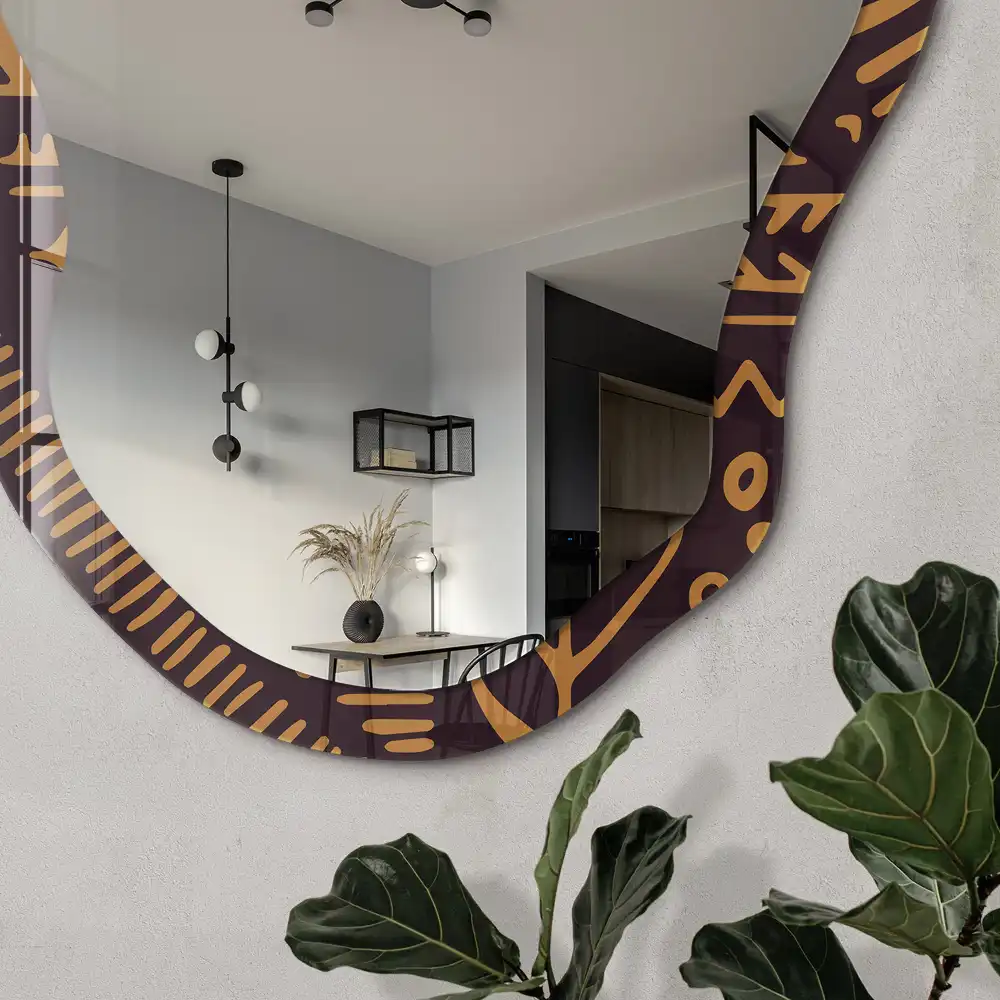 Miroir décoratif irrégulier à motif ethnique imprimé