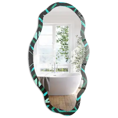 Miroir encadré à impression géométrique de forme irrégulière