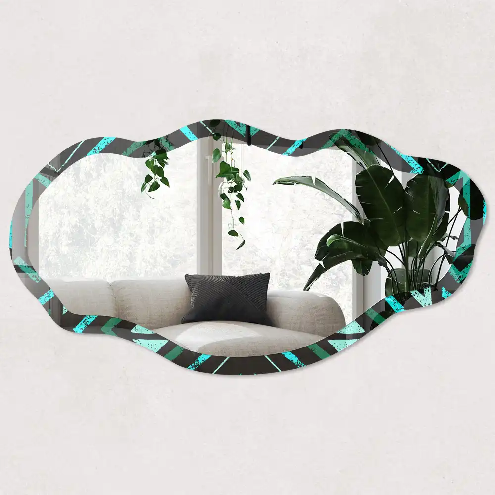 Miroir encadré à impression géométrique de forme irrégulière