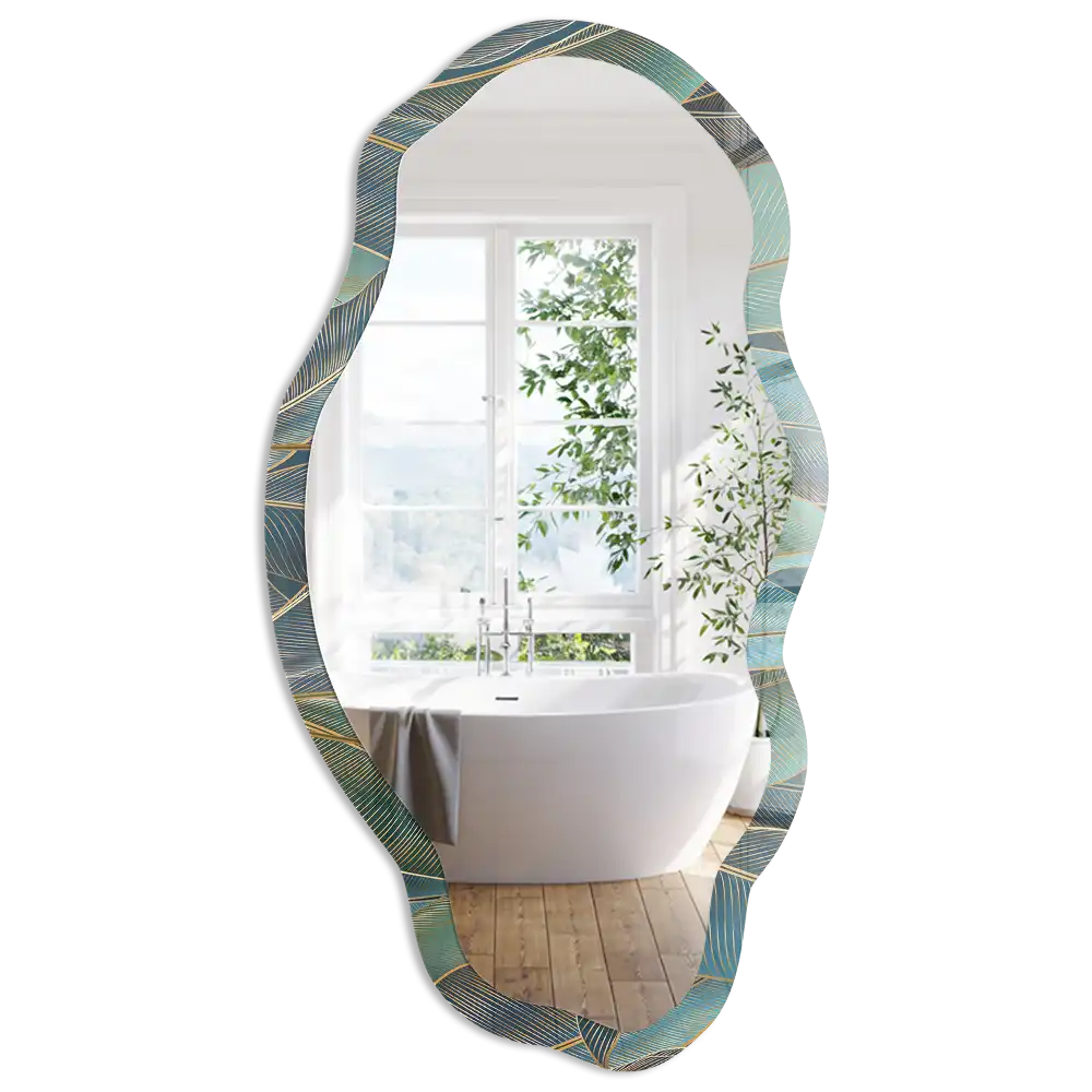 Miroir décoratif irrégulier à motif botanique élégant