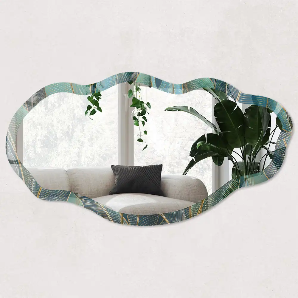 Miroir décoratif irrégulier à motif botanique élégant